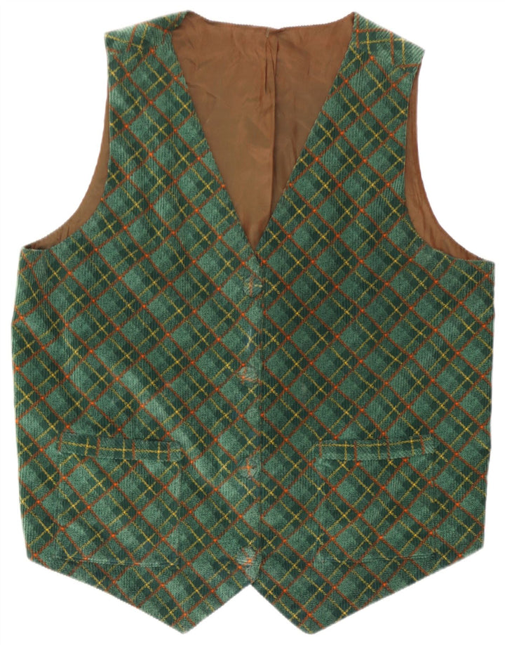 Vintage Womens Waistcoat UK 16 Large Green Check