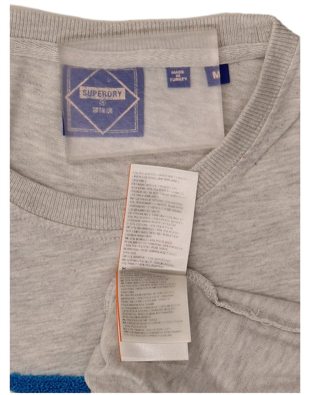 Superdry Mens Graphic T-Shirt Top Medium Grey Flecked Cotton