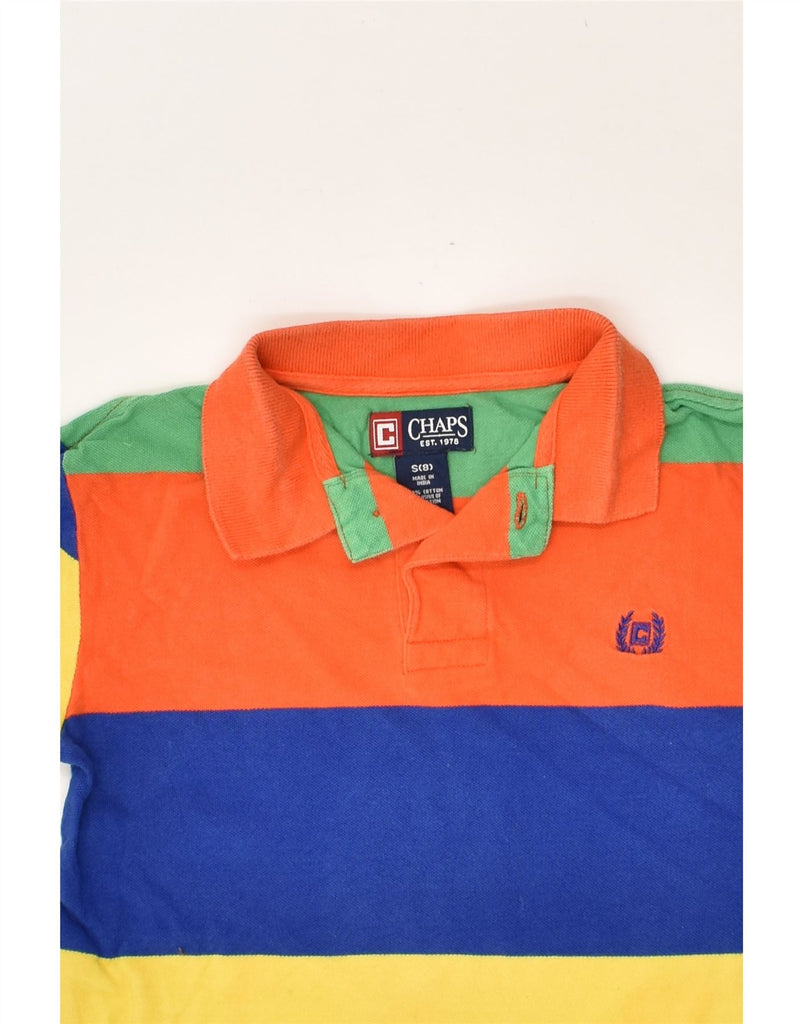 CHAPS Boys Polo Shirt 7-8 Years Small Multicoloured Striped Cotton | Vintage Chaps | Thrift | Second-Hand Chaps | Used Clothing | Messina Hembry 