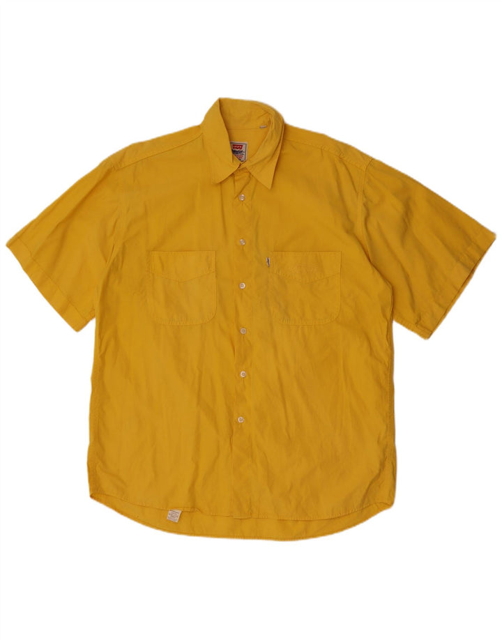 Levi's Mens Short Sleeve Shirt Large Yellow Cotton