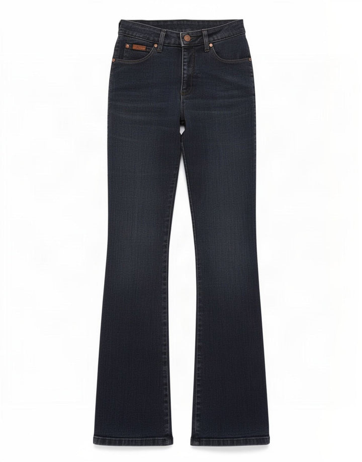 Wrangler Womens Regular Bootcut Jeans W28 L32 Navy Blue Cotton