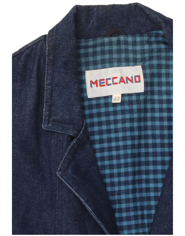 MECCANO Mens 2 Button Denim Blazer Jacket UK 42 XL Navy Blue