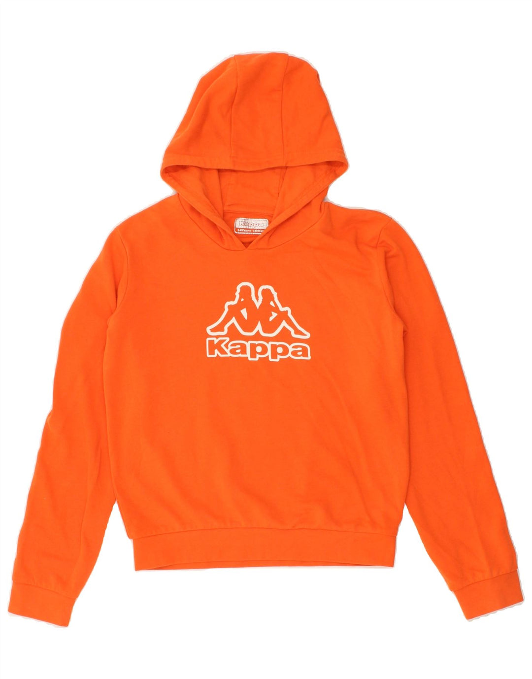 KAPPA Boys Graphic Hoodie Jumper 13-14 Years Orange Vintage Kappa and Second-Hand Kappa from Messina Hembry 