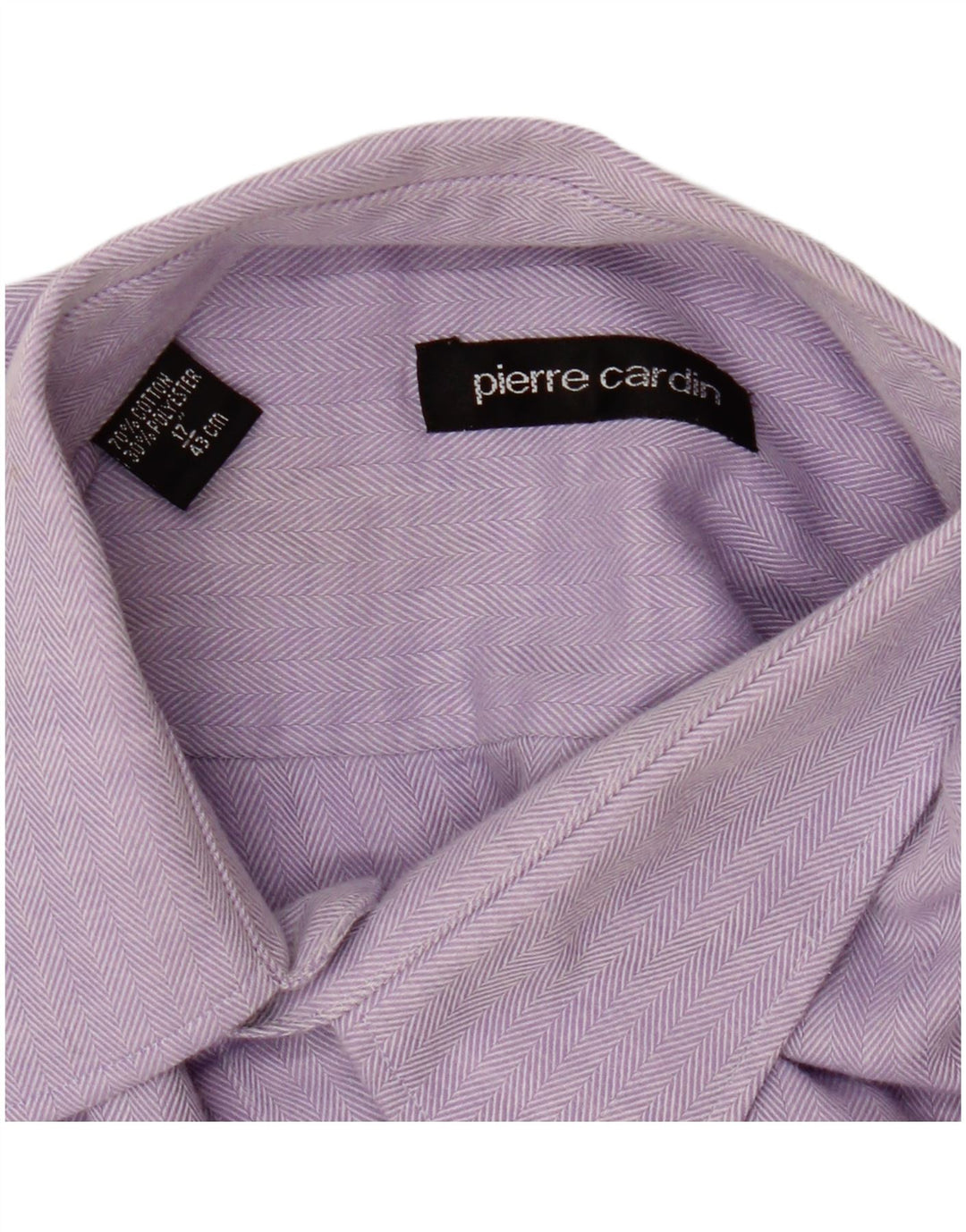 Pierre Cardin Mens Shirt Size 17 1/2 43 XL Purple Herringbone Cotton