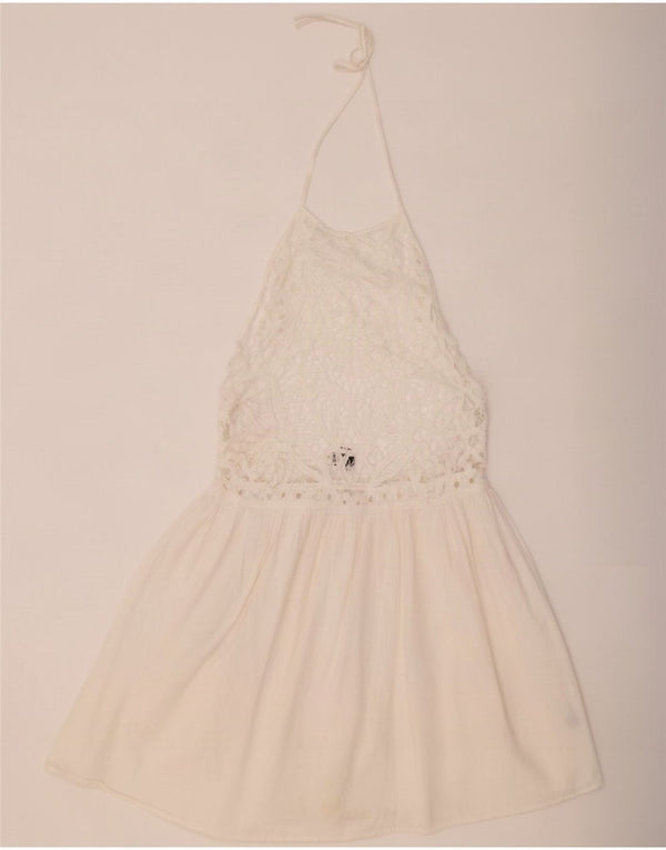 Topshop Womens Halter Dress UK 12 Medium White Cotton