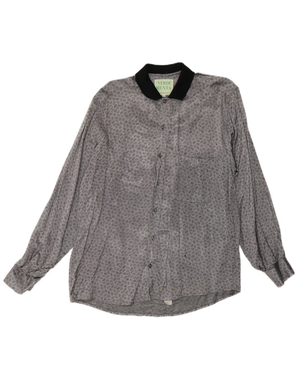 Vintage Mens Shirt Medium Grey Paisley Acetate