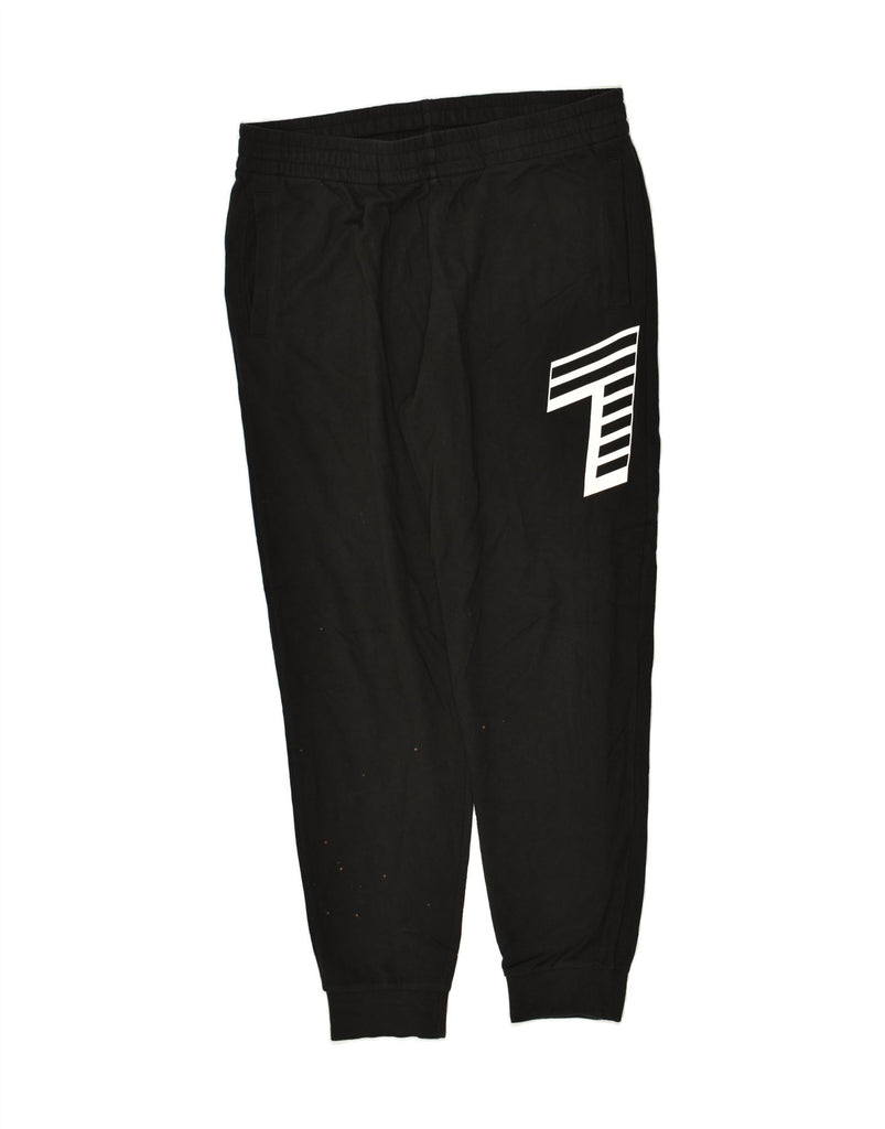 EMPORIO ARMANI Mens Graphic Tracksuit Trousers Joggers XL Black Cotton | Vintage Emporio Armani | Thrift | Second-Hand Emporio Armani | Used Clothing | Messina Hembry 