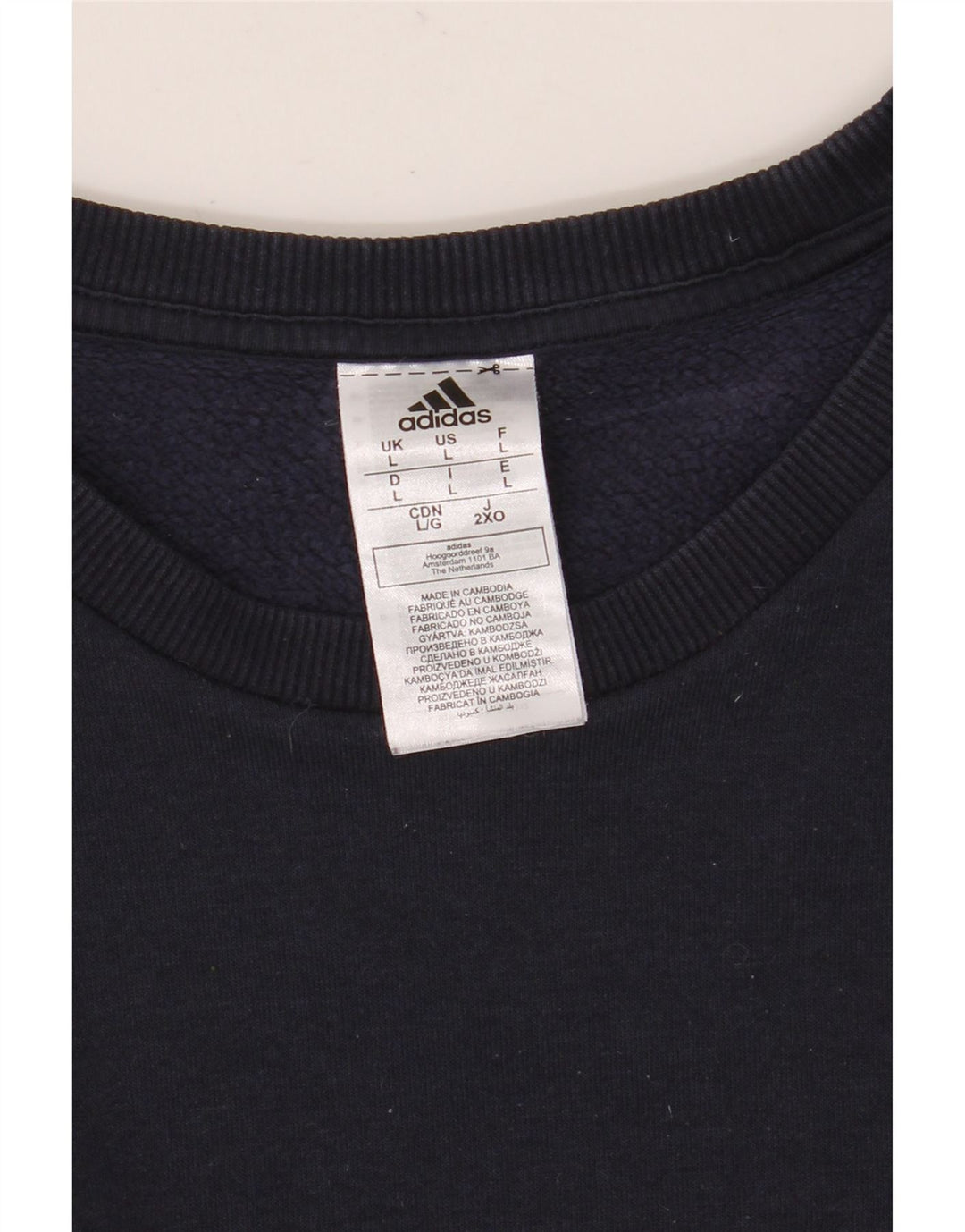 Adidas Mens Sweatshirt Jumper Large Navy Blue Cotton