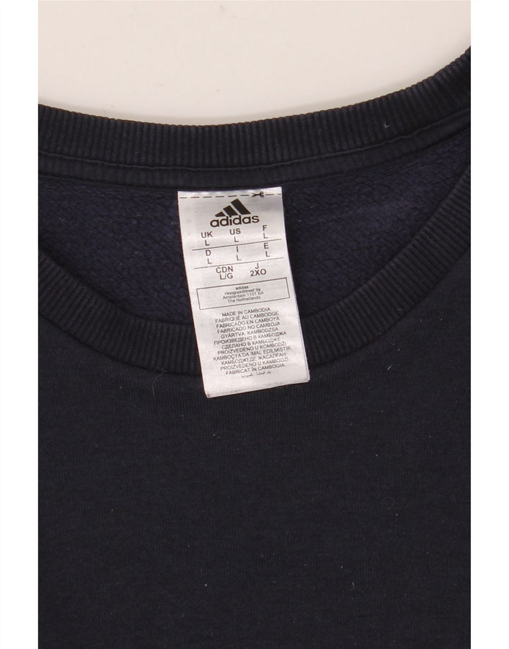 Adidas Mens Sweatshirt Jumper Large Navy Blue Cotton