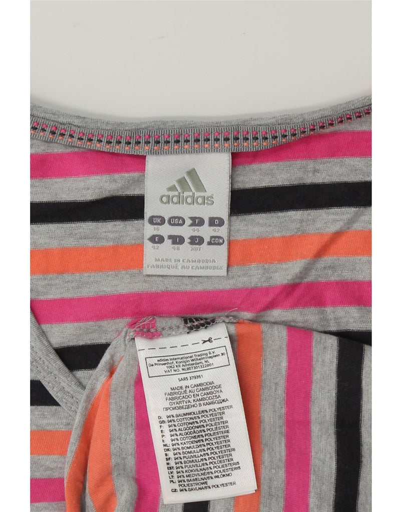 ADIDAS Womens T-Shirt Top UK 16 Large Multicoloured Striped Cotton Vintage Adidas and Second-Hand Adidas from Messina Hembry 