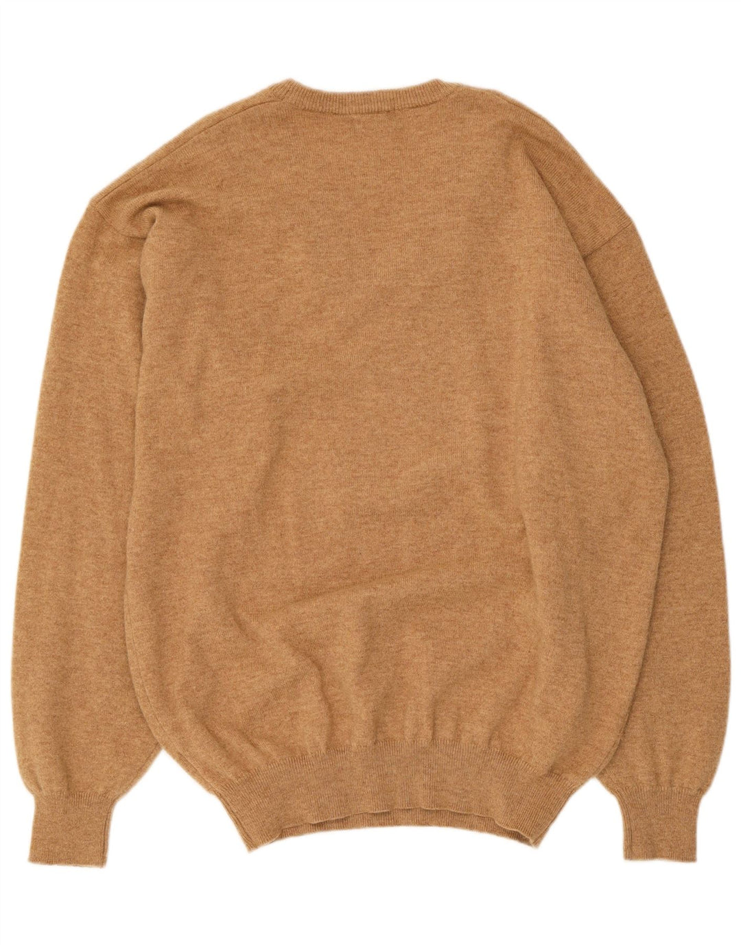 Massimo Dutti Mens V-Neck Jumper Sweater XL Beige Wool