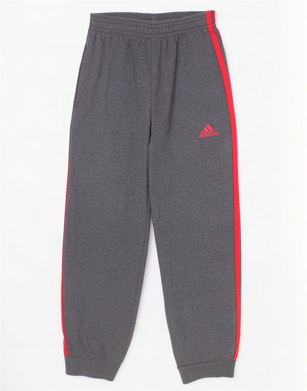 Adidas Boys Tracksuit Trousers Joggers 5-6 Years Grey Flecked Cotton