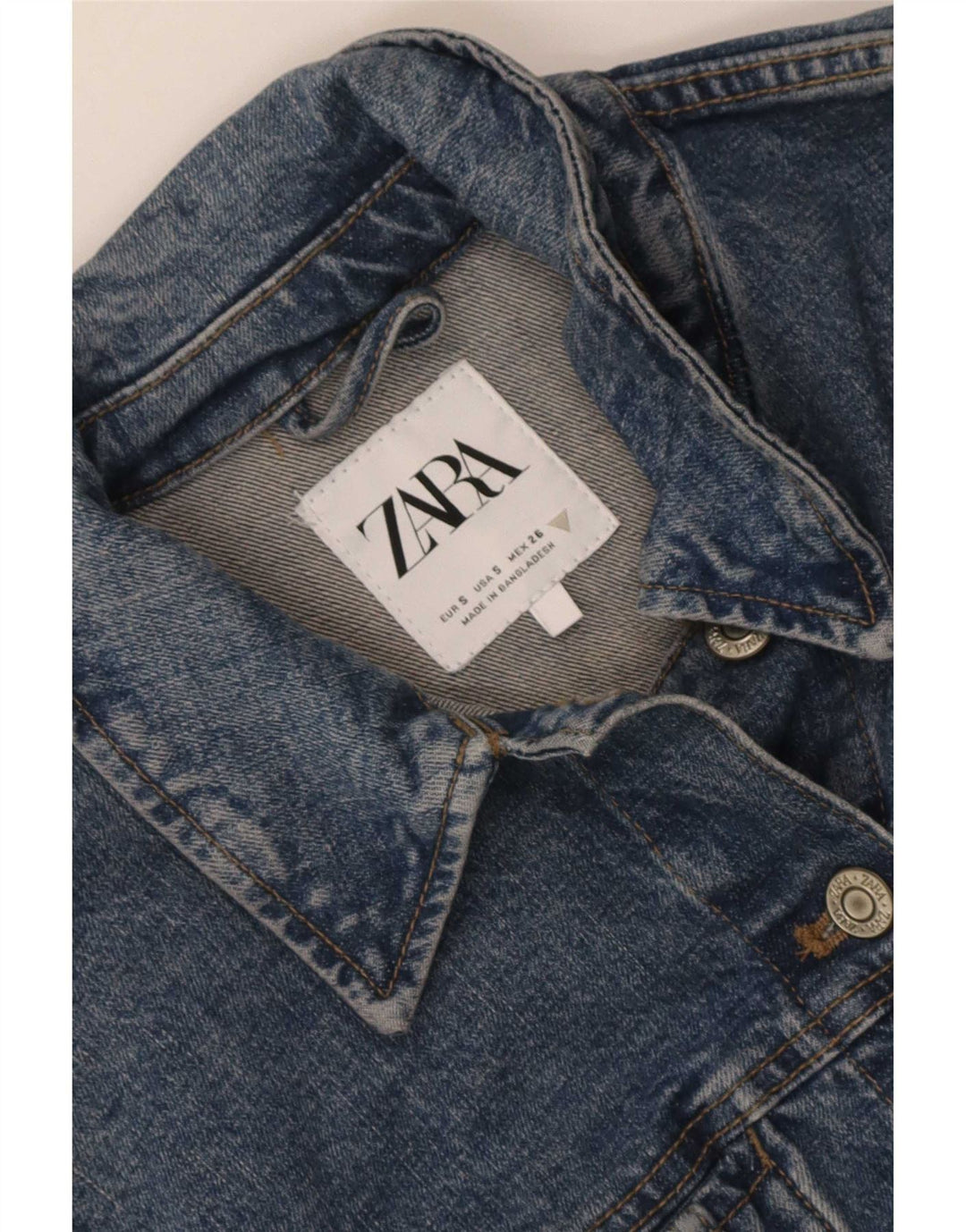 Zara Womens Crop Denim Jacket UK 10 Small Blue