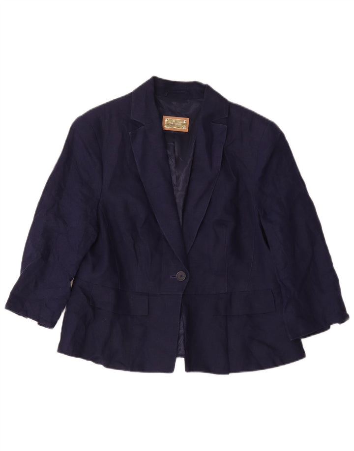 Marks & Spencer Womens 3/4 Sleeve Blazer Jacket UK 14 Large Navy Blue