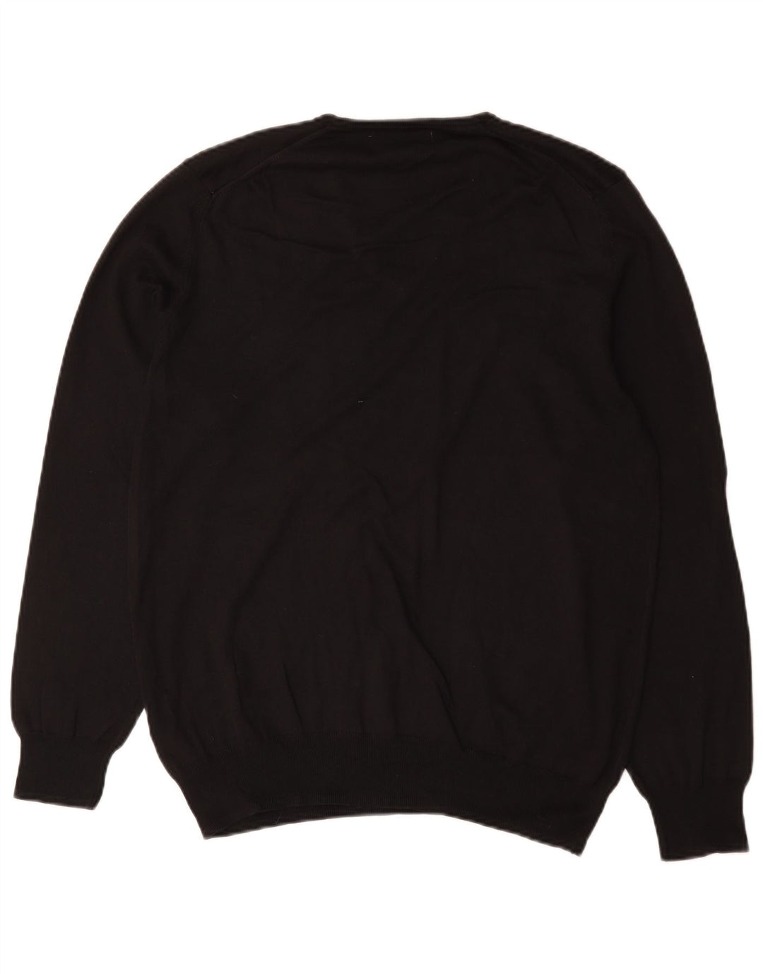 Zara Mens V-Neck Jumper Sweater Large Black Cotton