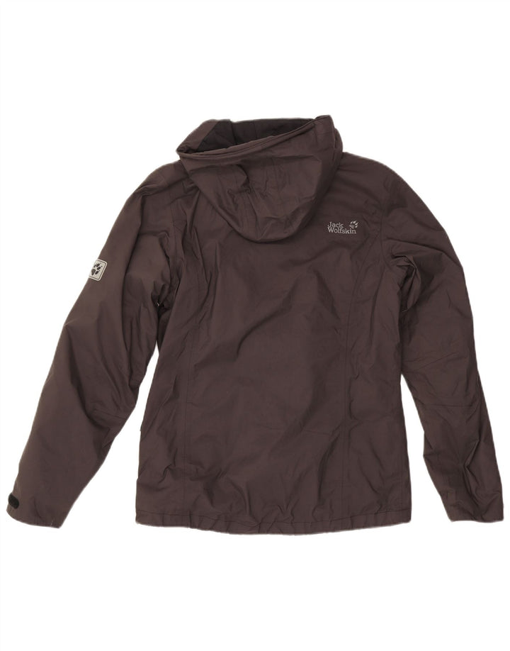 Jack Wolfskin Womens Hooded Rain Jacket UK 8 Small Grey Polyamide