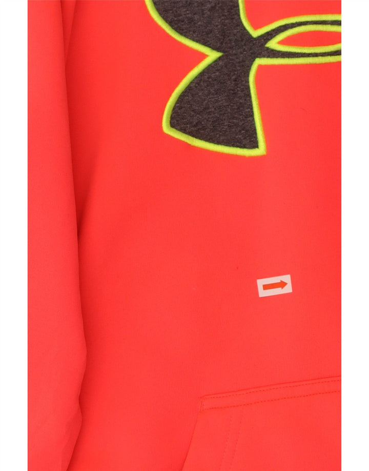 UNDER ARMOUR Womens Graphic Hoodie Jumper UK 16 Large Orange Polyester