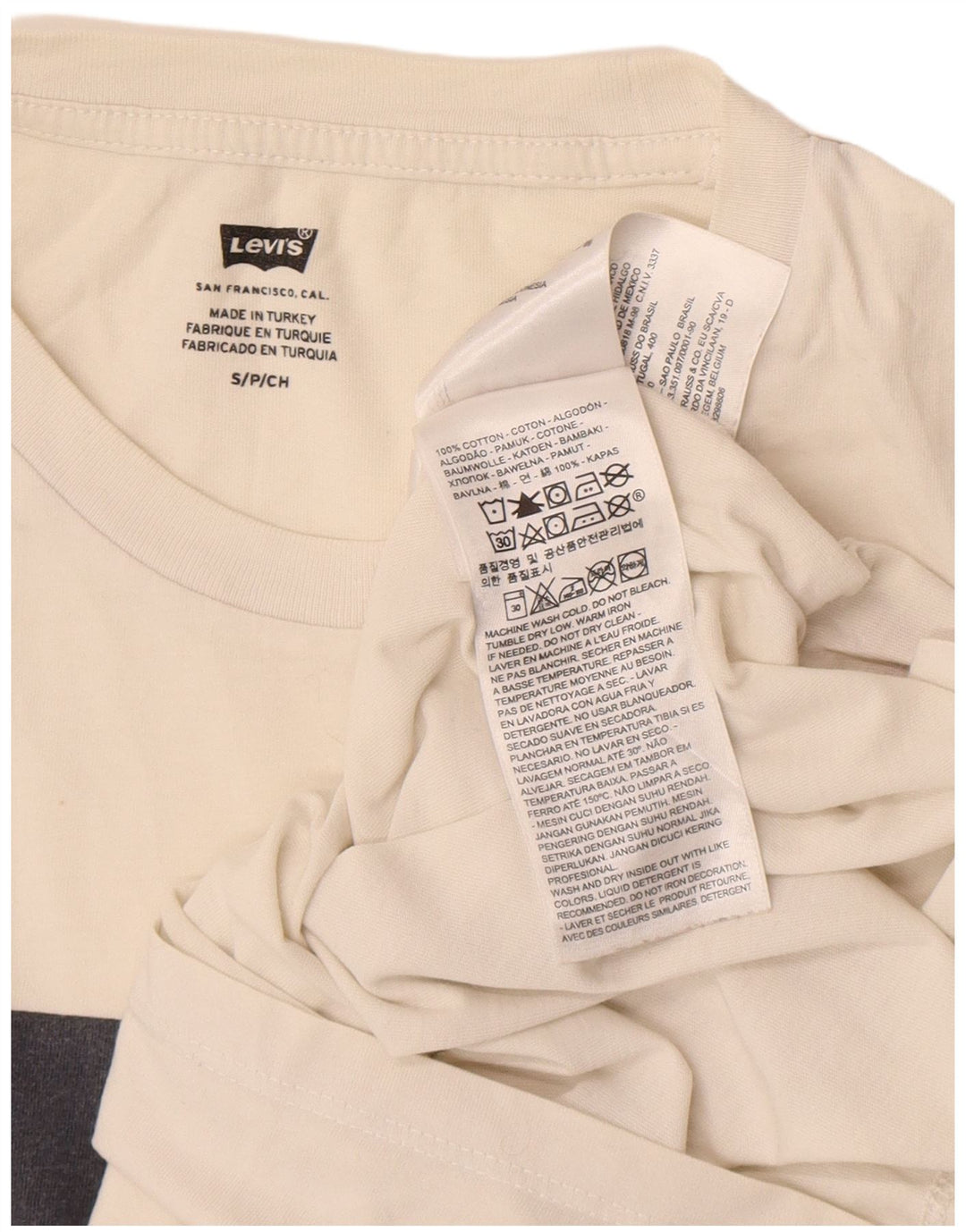 Levi's Mens Graphic T-Shirt Top Small Off White Cotton