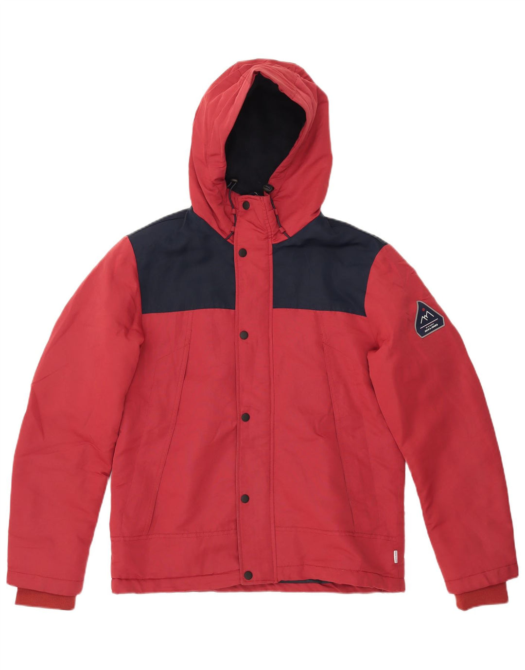 JACK & JONES Mens Hooded Windbreaker Jacket UK 38 Medium Red Colourblock