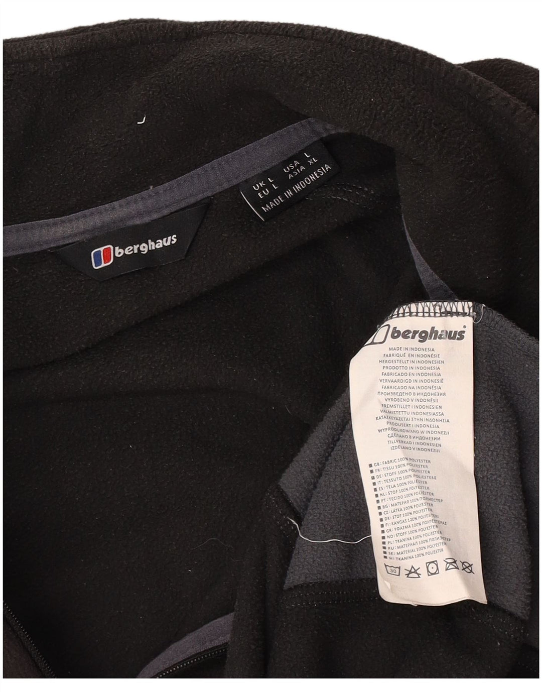 Berghaus Mens Zip Neck Fleece Jumper Large Black Colourblock Polyester