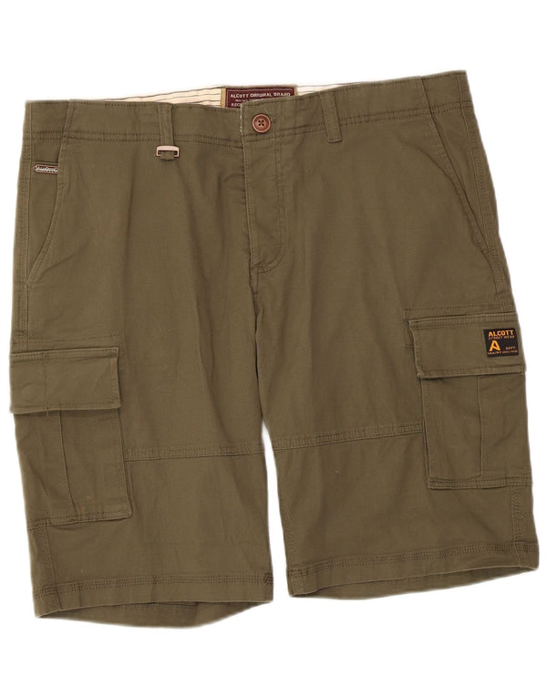 Alcott Mens Regular Fit Cargo Shorts IT 50 Large W38 Khaki Cotton