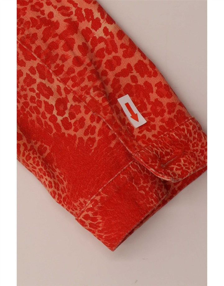 Blumarine Womens Denim Jacket IT 40 Small Red Animal Print