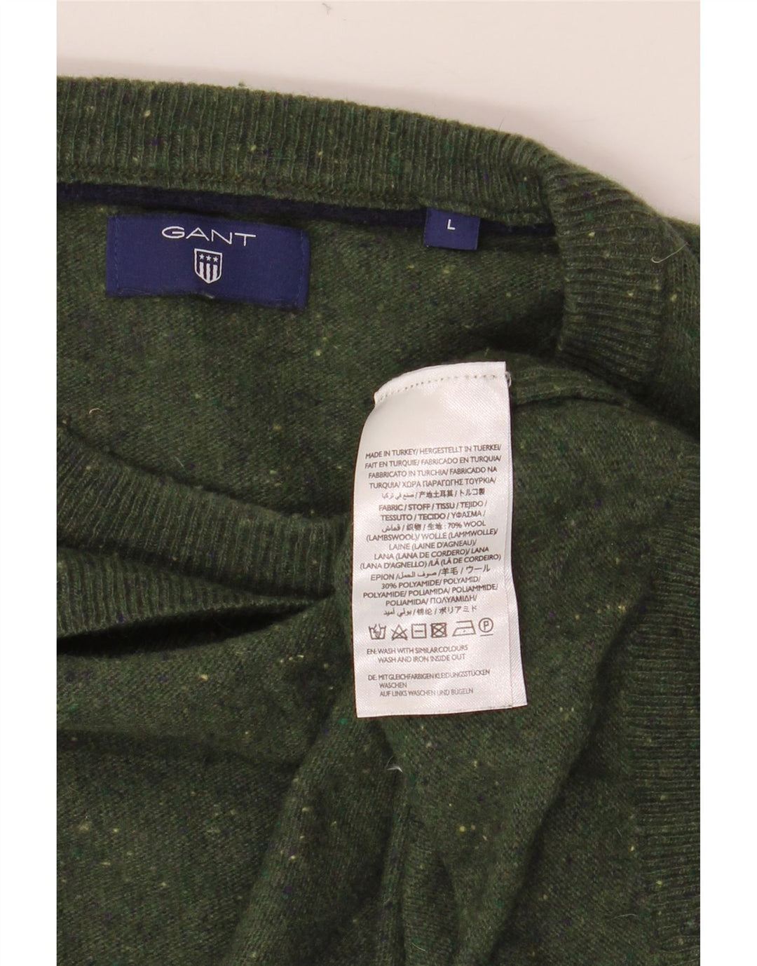 GANT Womens Crew Neck Jumper Sweater UK 16 Large Green Flecked Wool