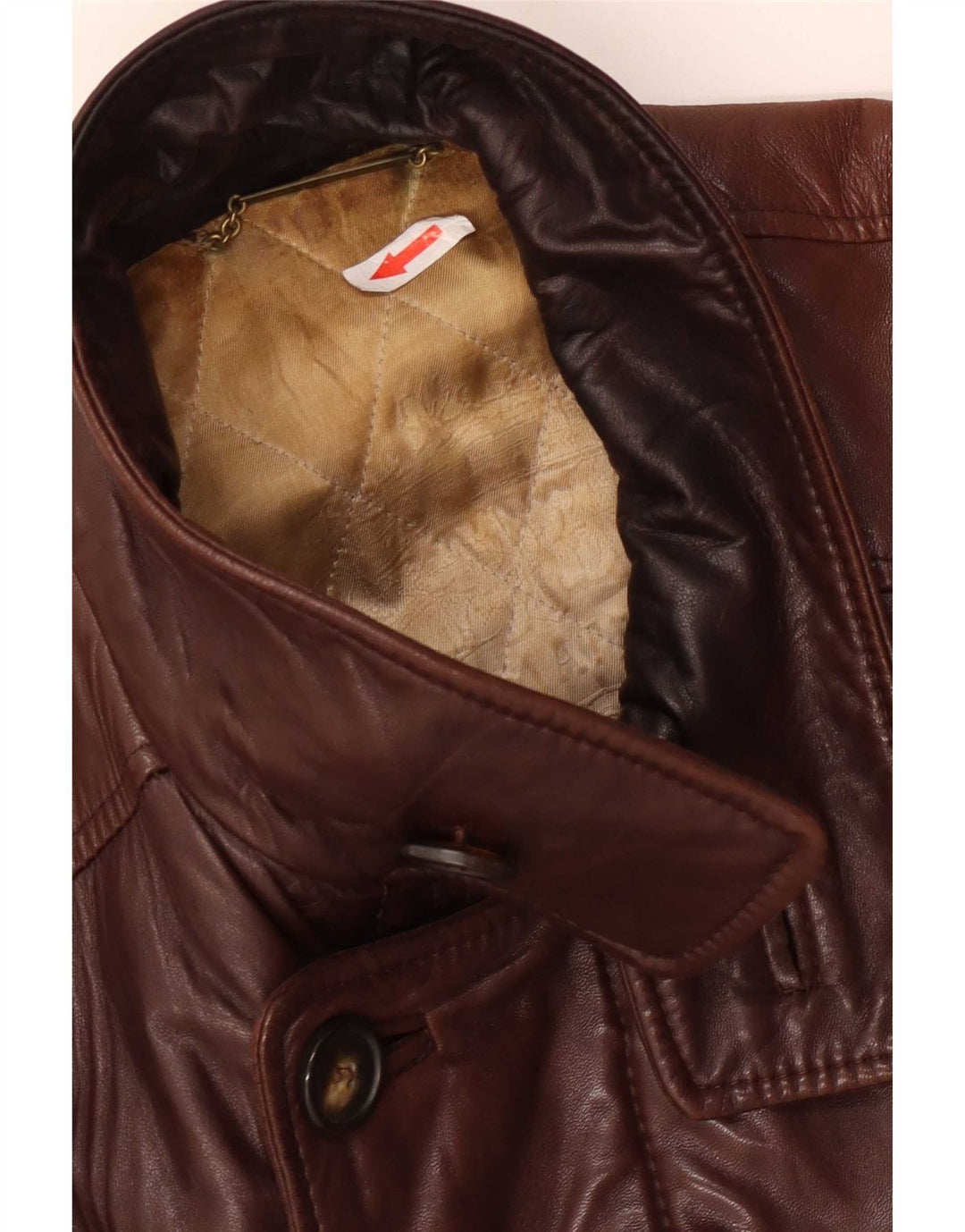 Vintage Womens Leather Coat UK 14 Large Brown