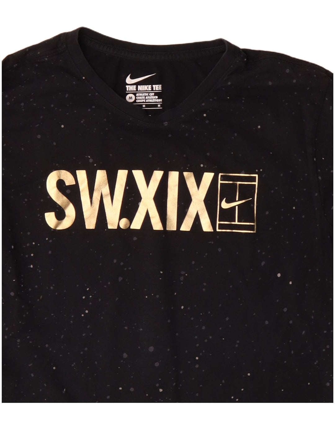 Nike Mens Athletic Cut Graphic Top Long Sleeve Medium Black Flecked Cotton