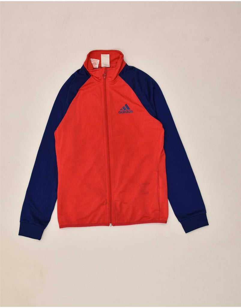 ADIDAS Boys Tracksuit Top Jacket 13-14 Years Red Colourblock Polyester | Vintage Adidas | Thrift | Second-Hand Adidas | Used Clothing | Messina Hembry 