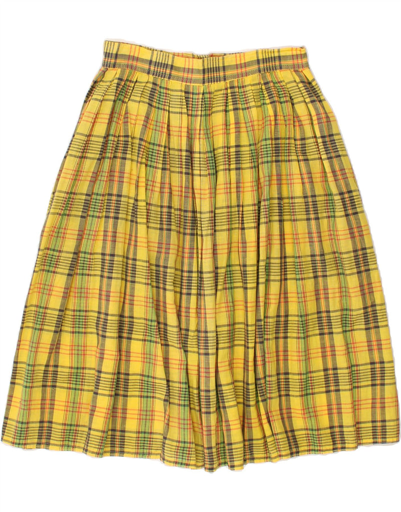 PENNY BLACK Womens Pleated Skirt W23 2XS Yellow Check Vintage Penny Black and Second-Hand Penny Black from Messina Hembry 