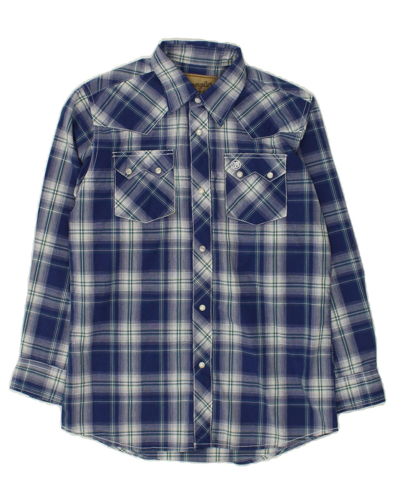 WRANGLER Boys Retro Shirt 14-15 Years Navy Blue Check | Vintage Wrangler | Thrift | Second-Hand Wrangler | Used Clothing | Messina Hembry 