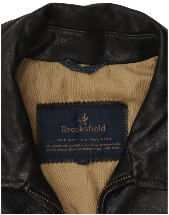 Brooksfield Mens Leather Jacket UK 40 Large Black Leather Classic