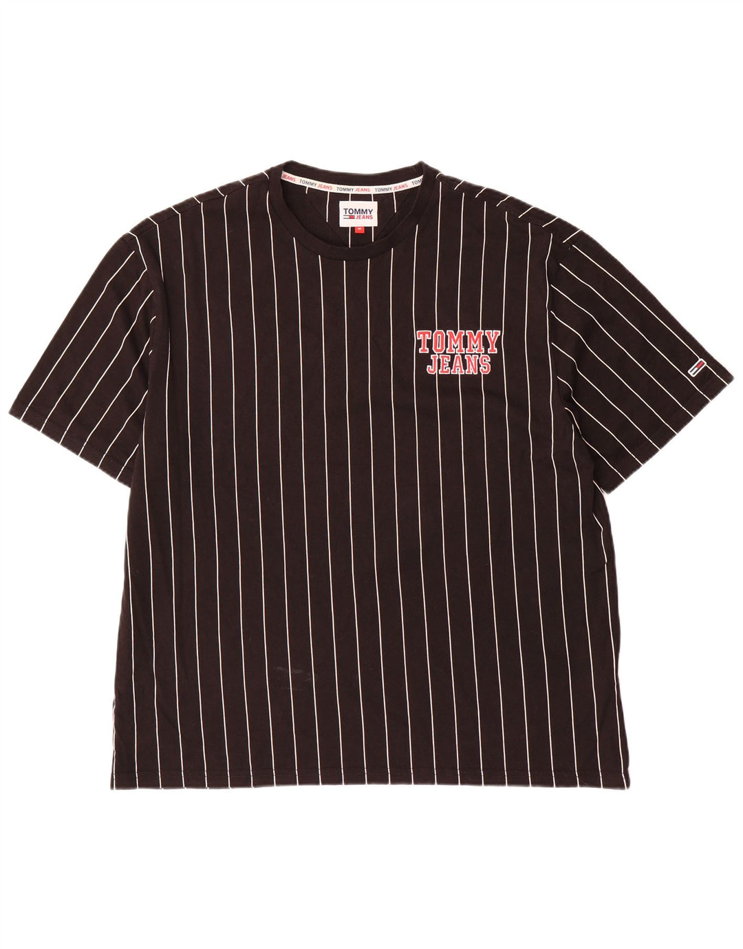 Tommy Hilfiger Mens Graphic T-Shirt Top Medium Black Striped Cotton