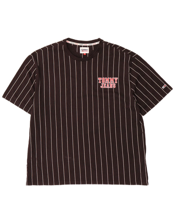 Tommy Hilfiger Mens Graphic T-Shirt Top Medium Black Striped Cotton