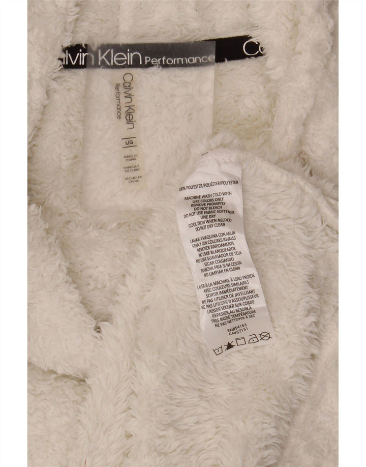 Calvin Klein Womens Roll Neck Oversized Fleece Jumper UK 16 Large White