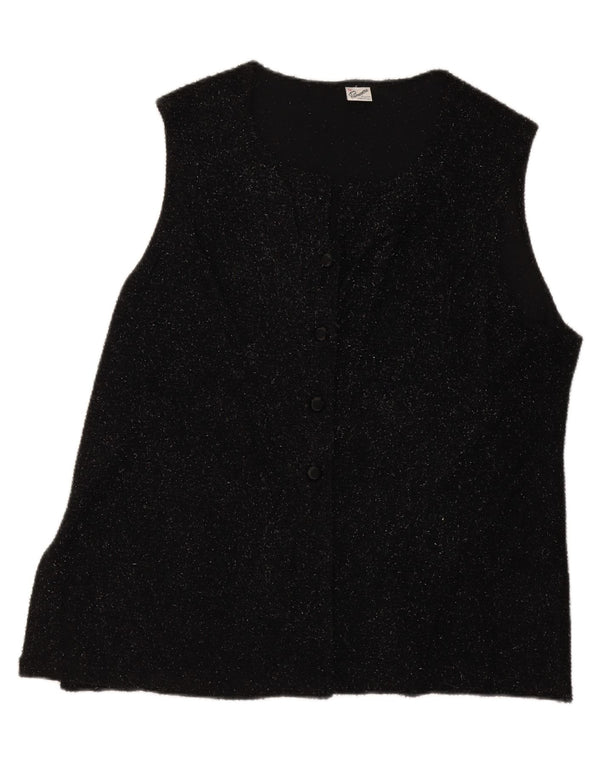 Primavera Firenze Womens Sleeveless Cardigan Sweater IT 53 2XL Black