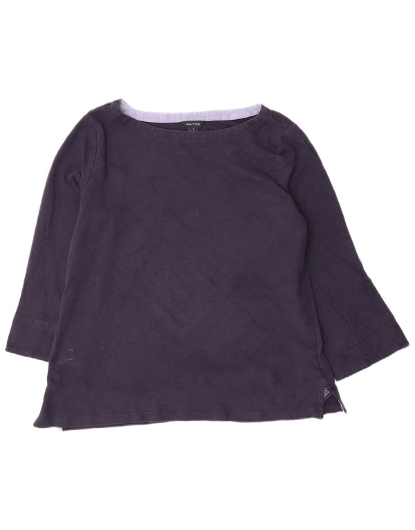 Nautica Womens Top 3/4 Sleeve UK 16 Large Navy Blue Cotton