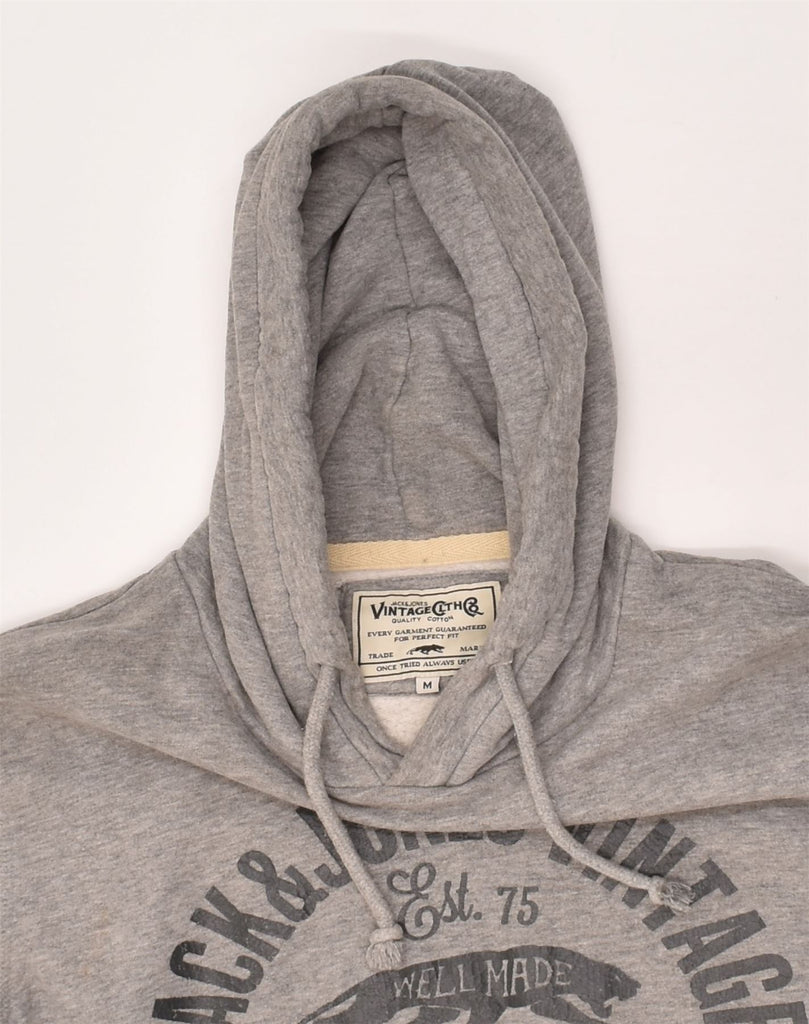 JACK & JONES Mens Graphic Hoodie Jumper Medium Grey Cotton | Vintage Jack & Jones | Thrift | Second-Hand Jack & Jones | Used Clothing | Messina Hembry 