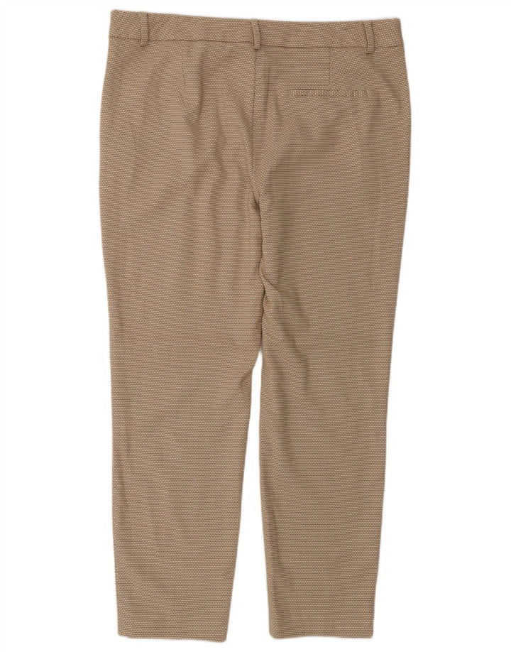 Zara Womens Slim Chino Trousers EU 42 Large W32 L27 Beige Check Polyester