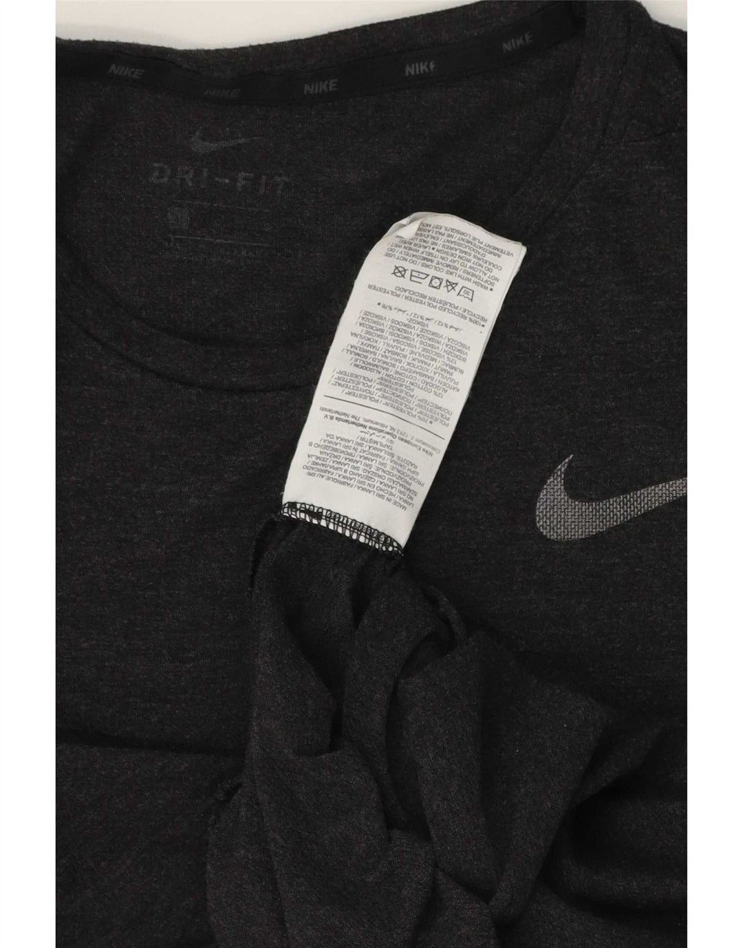 Nike Mens Dri Fit T-Shirt Top Medium Grey Polyester