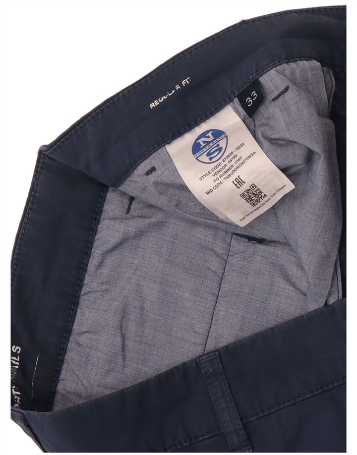 North Sails Mens Regular Fit Chino Shorts W33 Medium Navy Blue Cotton