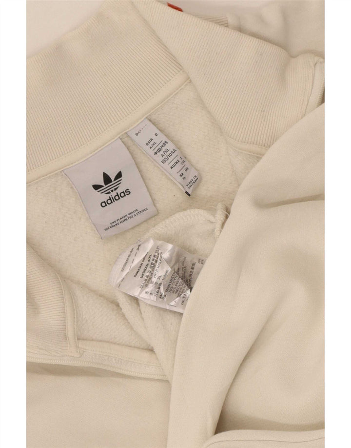 Adidas Mens Zip Neck Sweatshirt Jumper XL White Cotton