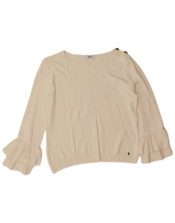 Liu Jo Womens 3/4 Sleeve Boat Neck Jumper Sweater UK 14 Large White