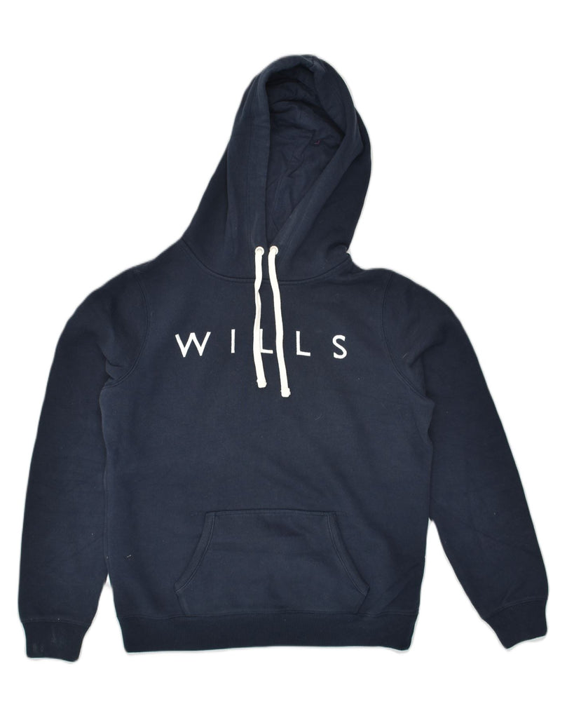 JACK WILLS Womens Graphic Hoodie Jumper UK 14 Large  Navy Blue Cotton | Vintage Jack Wills | Thrift | Second-Hand Jack Wills | Used Clothing | Messina Hembry 