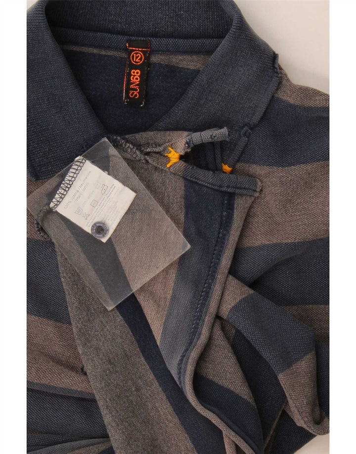 Sun68 Boys Polo Shirt 11-12 Years Grey Striped Cotton