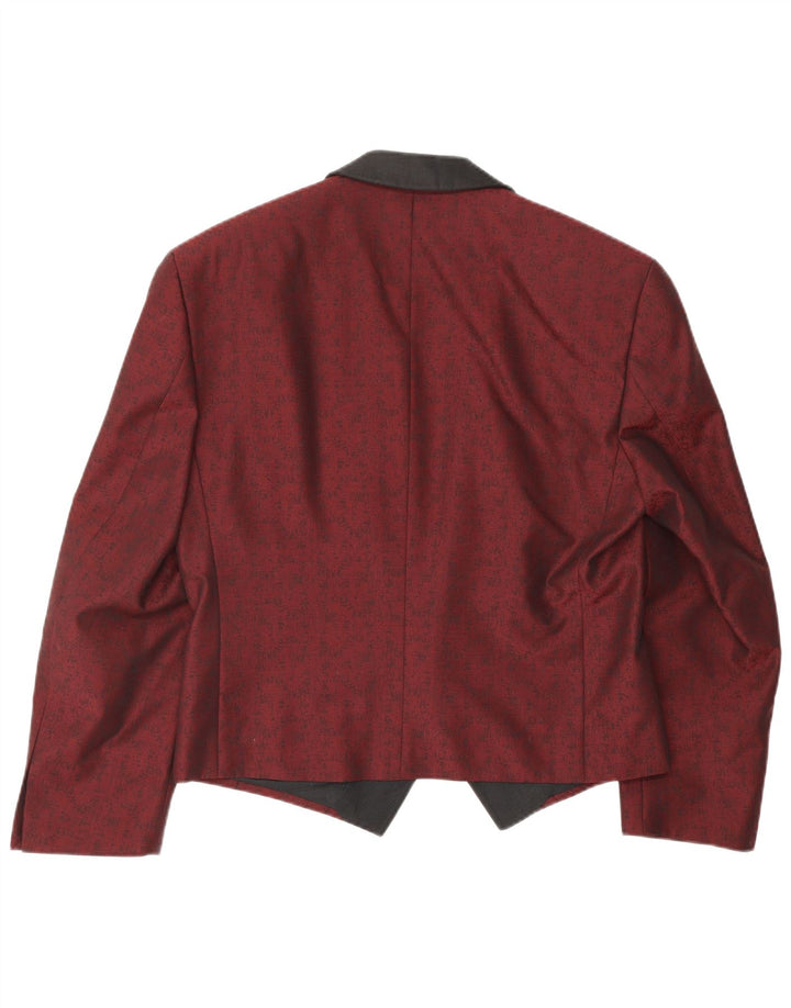 TREVIRA Mens 1 Button Blazer Jacket UK 38 Medium Red Floral Classic