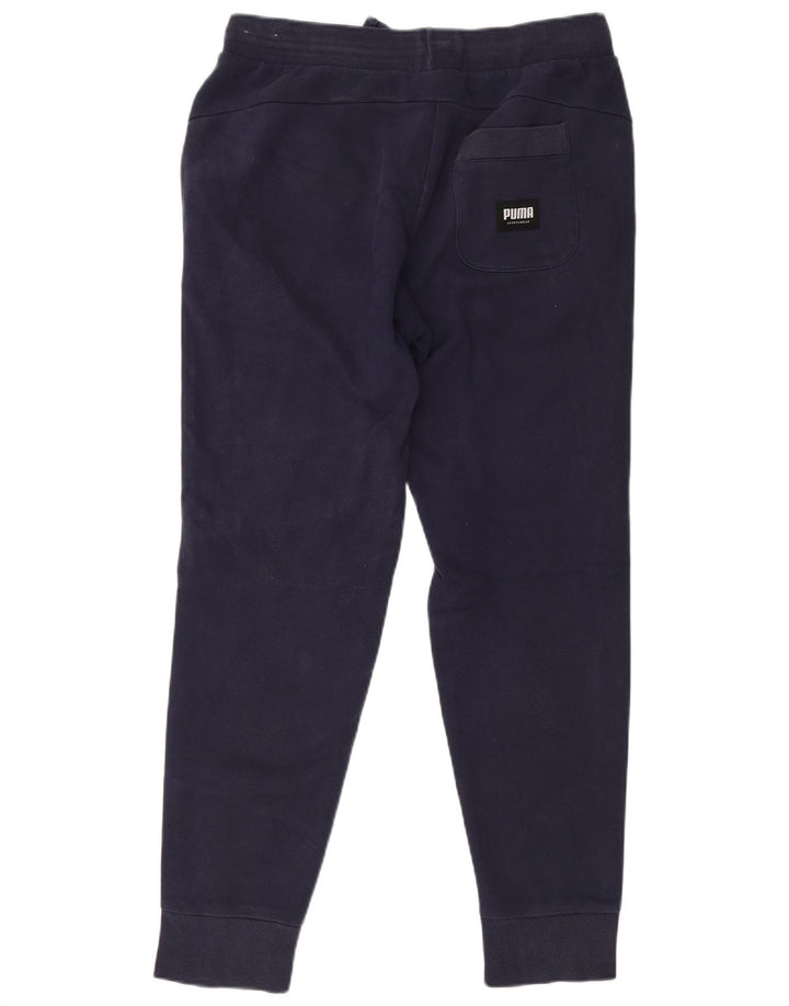 Puma Mens Graphic Tracksuit Trousers Joggers Medium Navy Blue Cotton