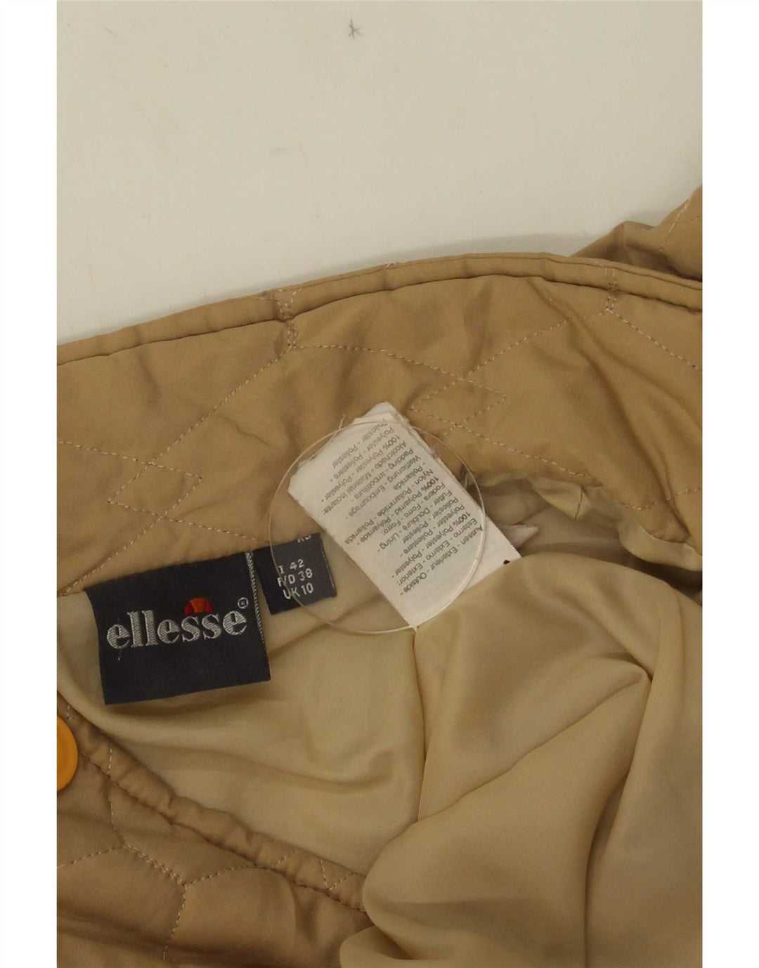 Ellesse Womens Oversized Quilted Jacket UK 10 Small  Beige Polyester