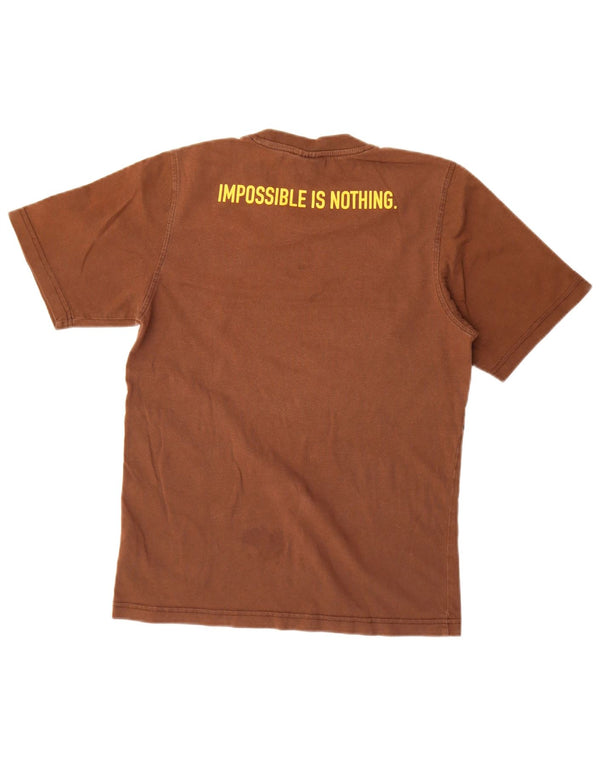 Adidas Womens Graphic T-Shirt Top UK 12 Medium Brown Cotton